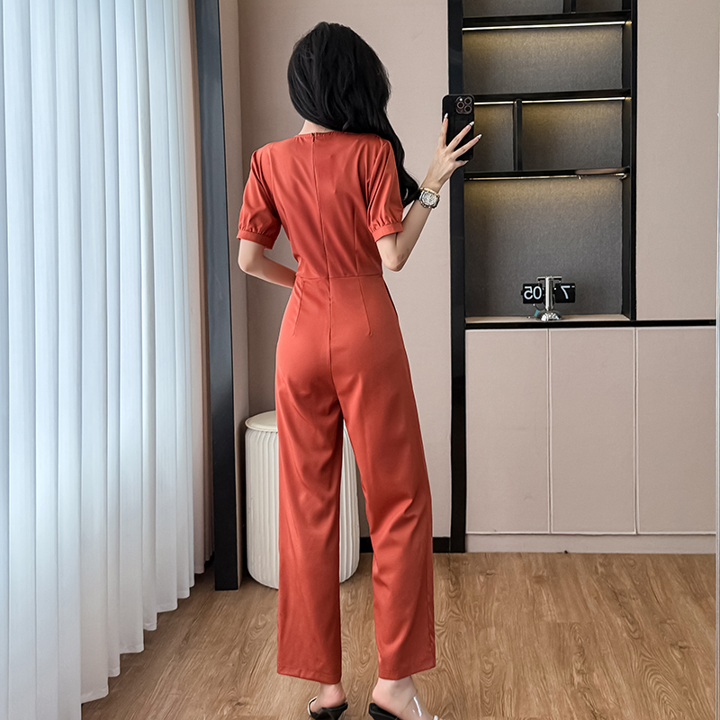 Simple pure niche slim jumpsuit