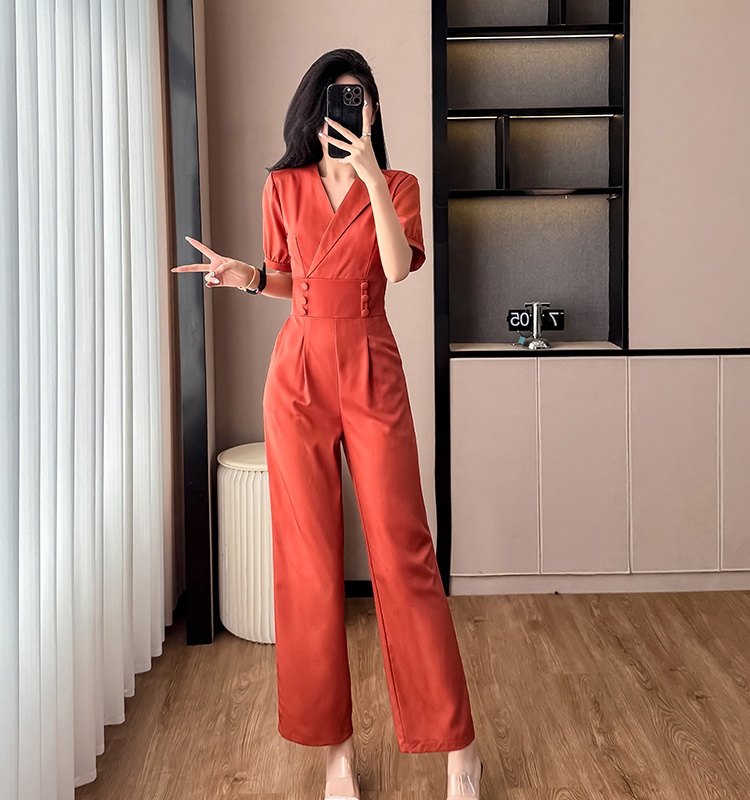 Simple pure niche slim jumpsuit