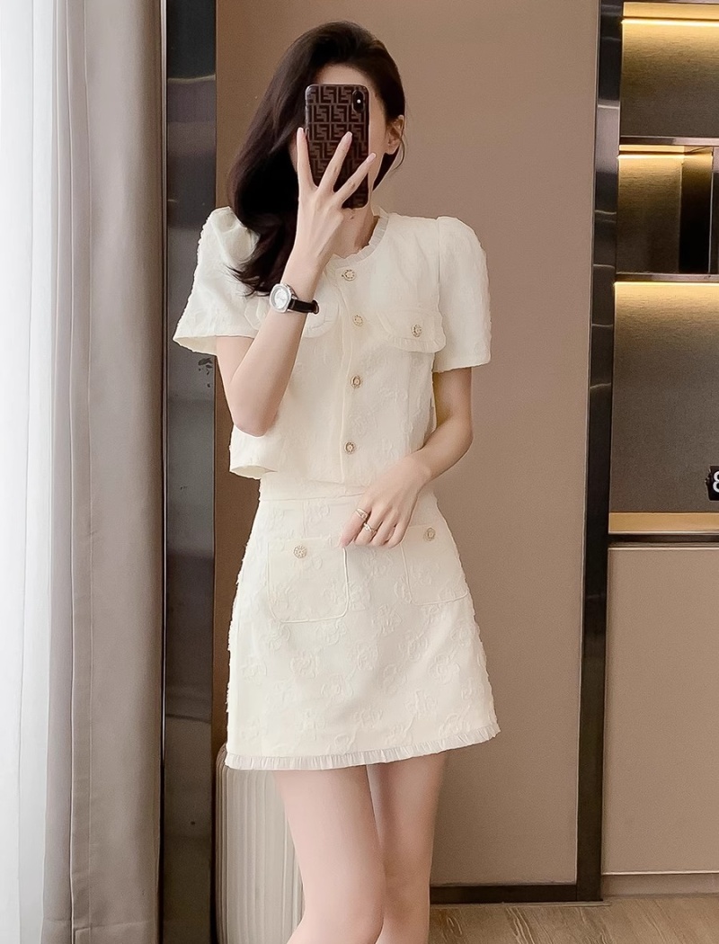 Light luxury France style skirt 2pcs set for women