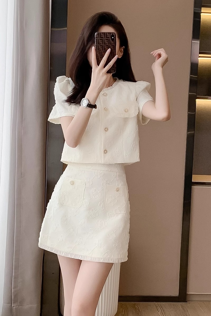 Light luxury France style skirt 2pcs set for women