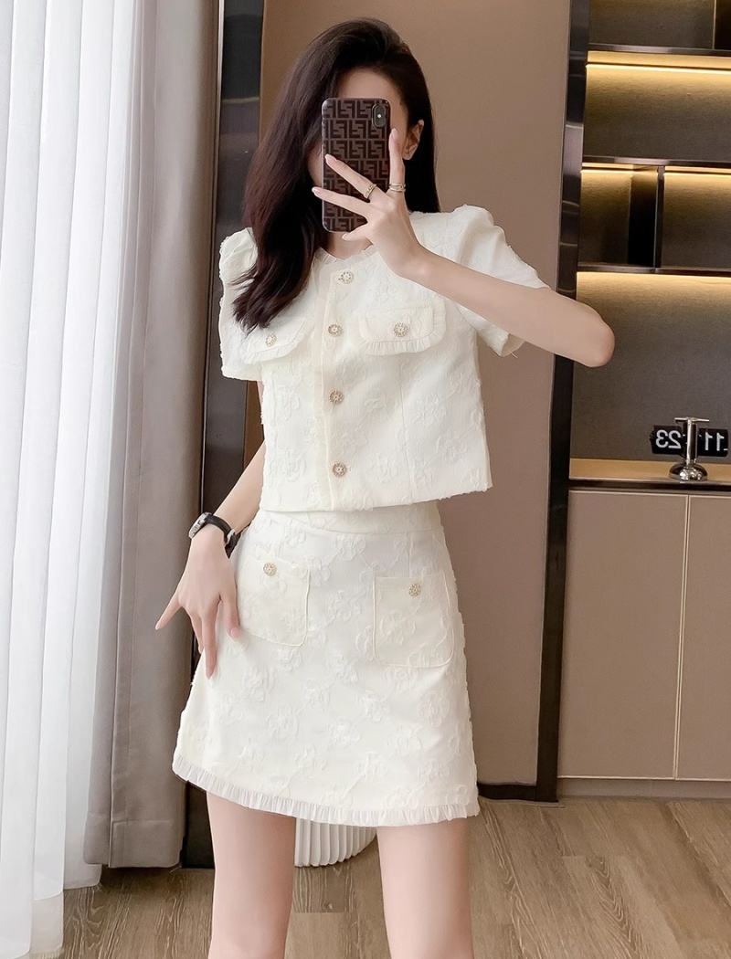 Light luxury France style skirt 2pcs set for women