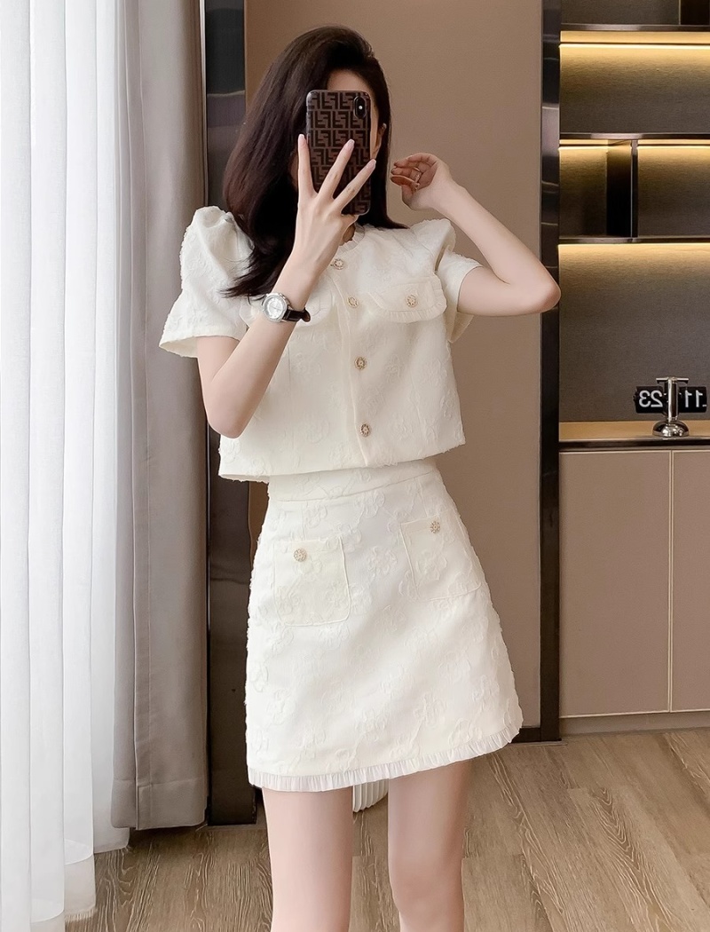 Light luxury France style skirt 2pcs set for women