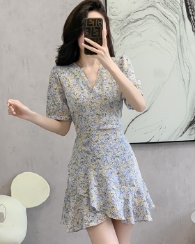 Summer romantic V-neck bandage floral dress for women