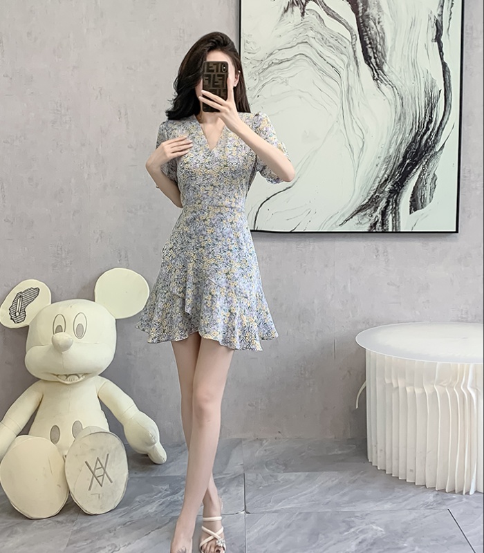 Summer romantic V-neck bandage floral dress for women