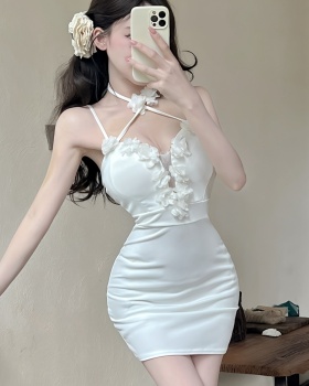 Sexy flowers package hip bottoming sling splice dress