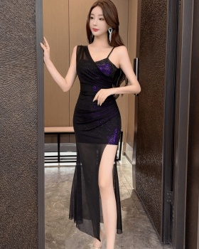 Ladies overalls evening dress shiny dress for women