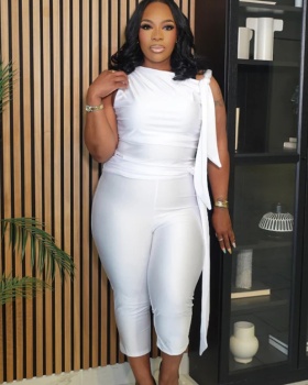 Summer fashion long pants slim sleeveless tops a set for women