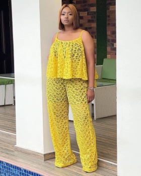 Sexy large yard fashion lace long pants a set for women