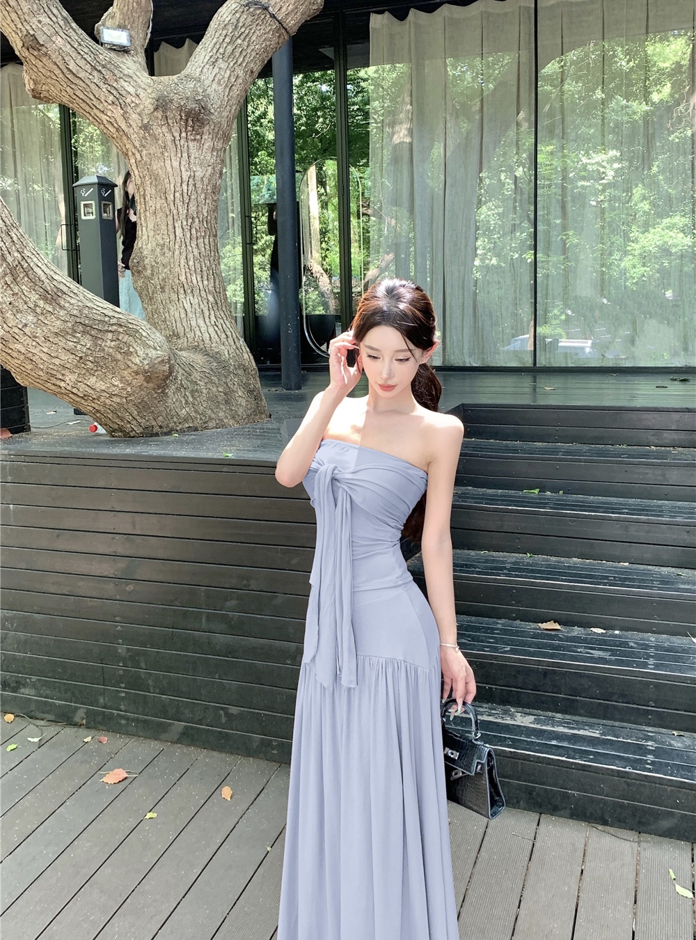 Wrapped chest high waist vest strapless tops 2pcs set