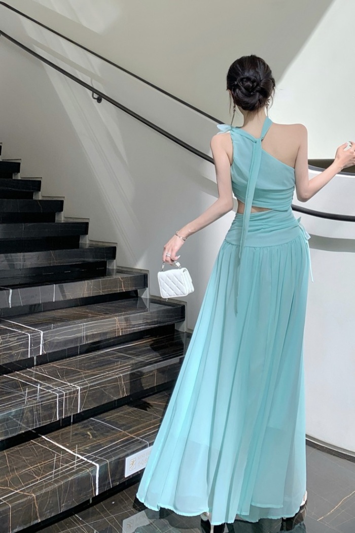 Lady temperament long dress halter beach dress for women