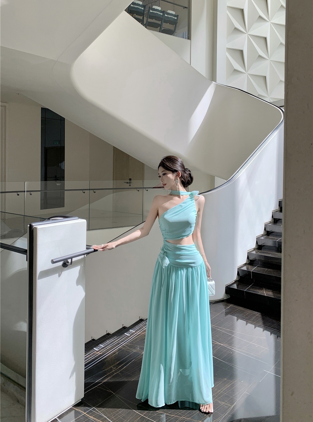 Lady temperament long dress halter beach dress for women