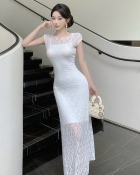 Enticement dress lace long dress 2pcs set for women