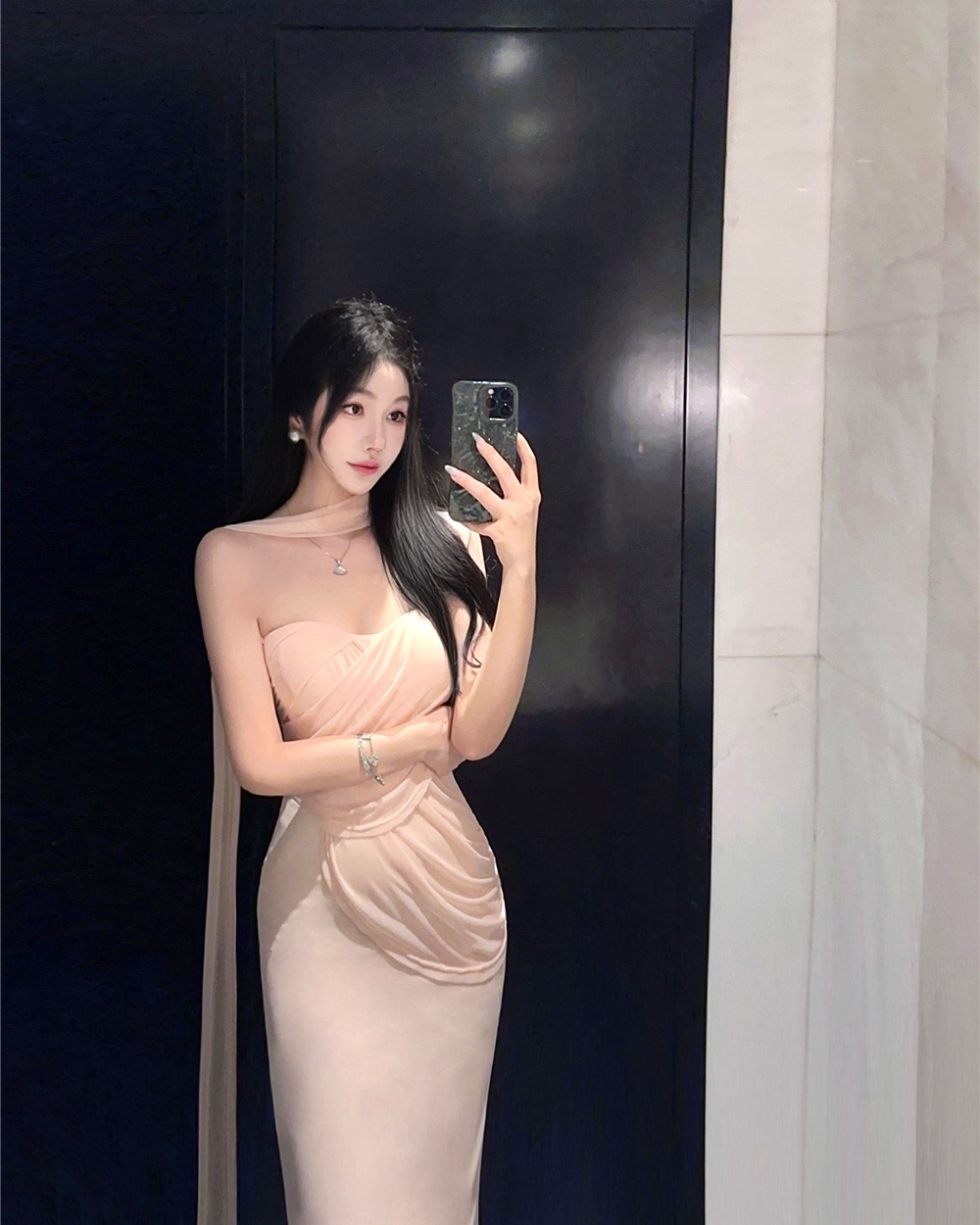 Slim summer long dress package hip gauze dress for women
