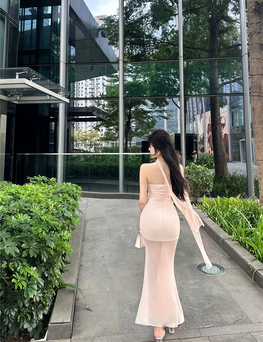 Slim summer long dress package hip gauze dress for women