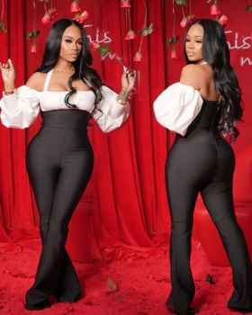 Frenum European style slim splice sexy jumpsuit