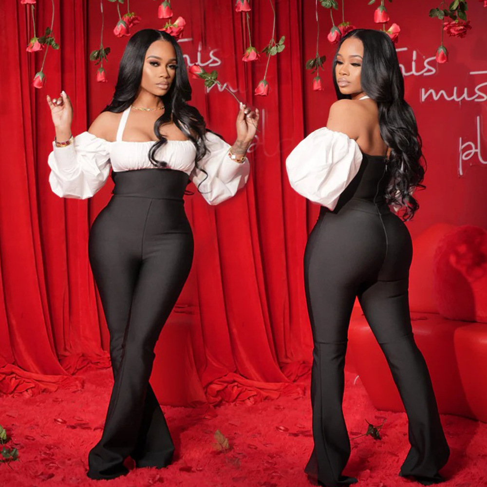 Frenum European style slim splice sexy jumpsuit