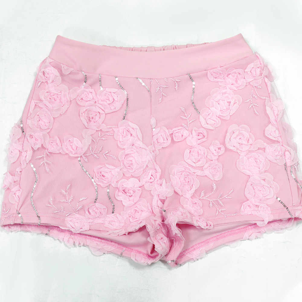 Embroidered sexy shorts European style tops 2pcs set