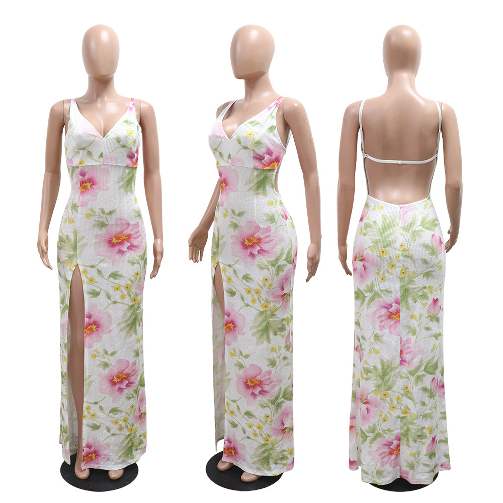 European style high split long dress velvet dress for women