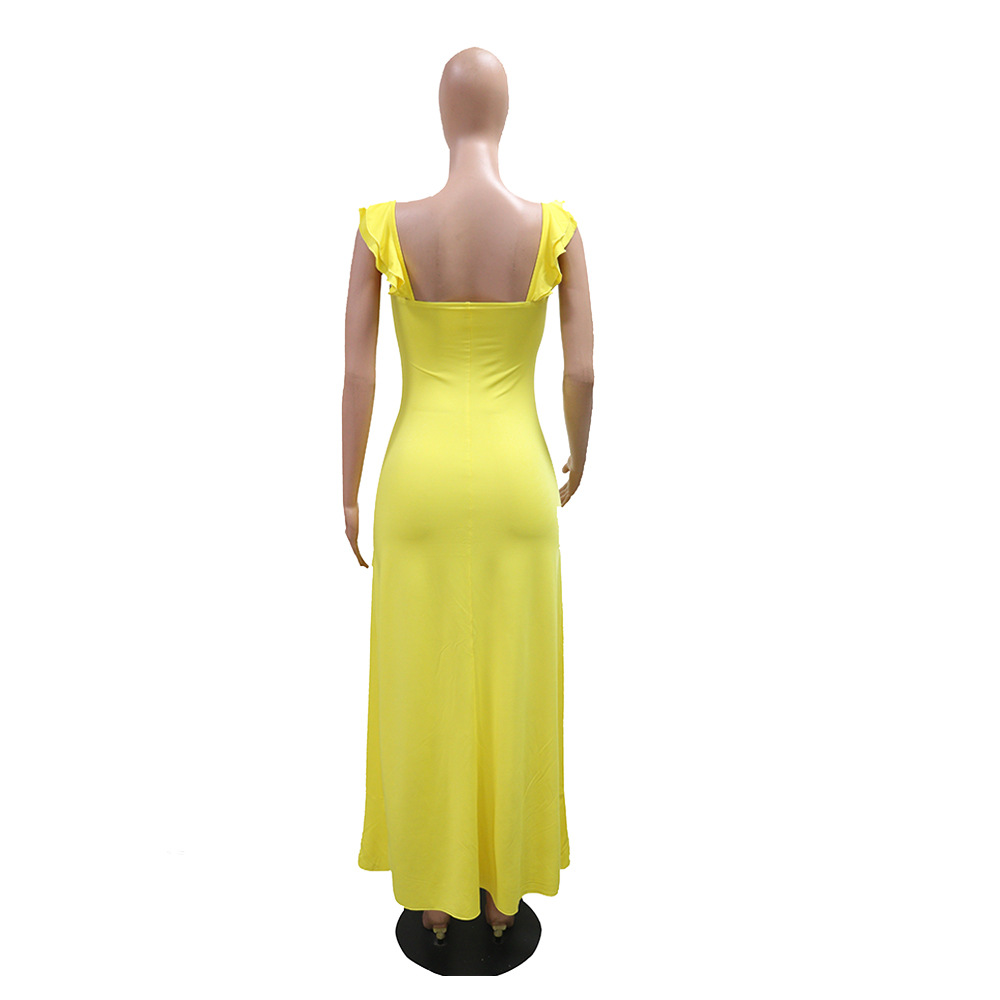 Slit sexy sling dress pure European style long dress