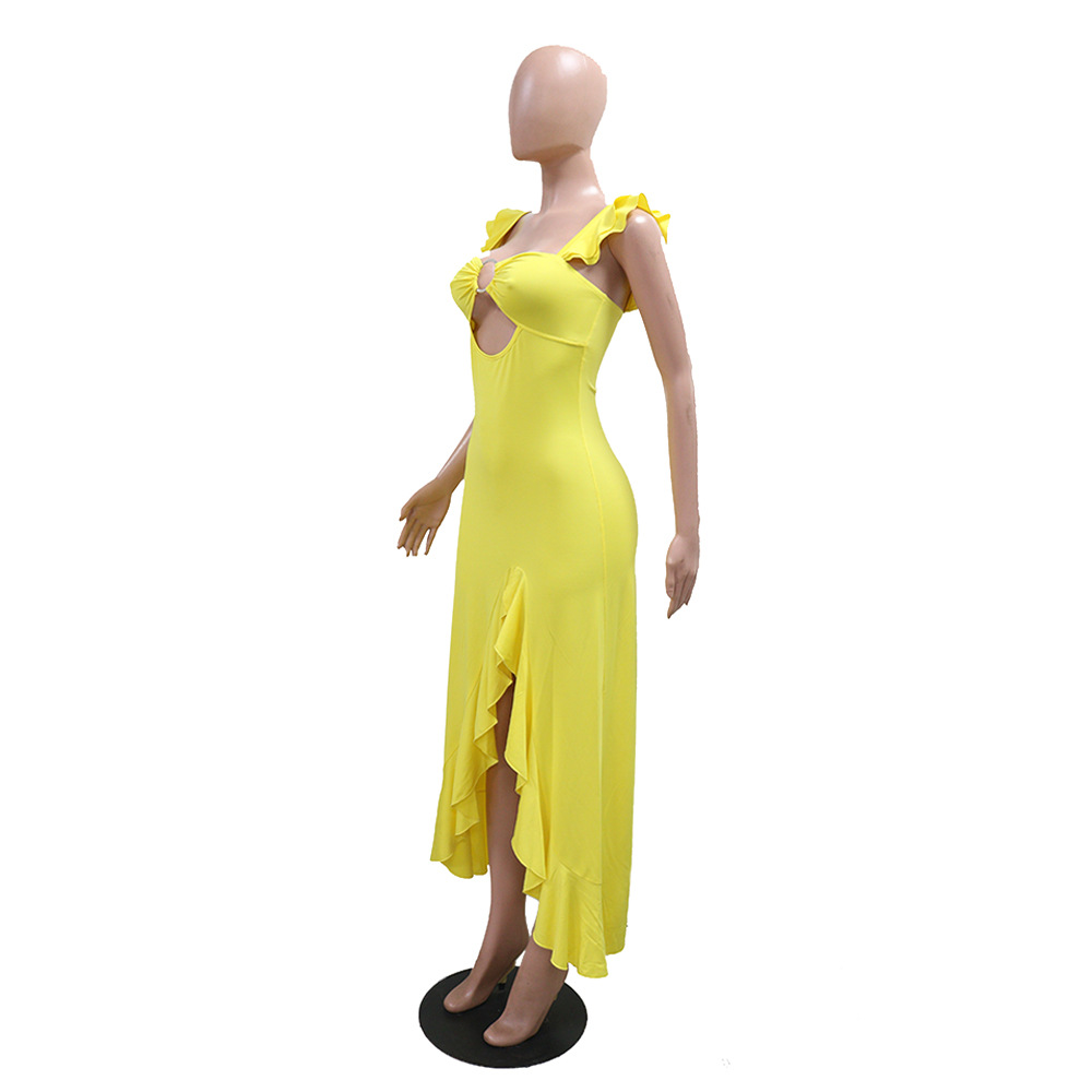 Slit sexy sling dress pure European style long dress