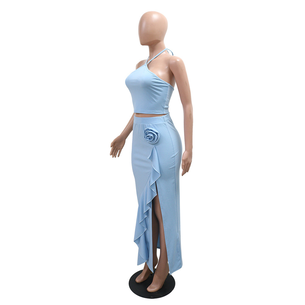 European style sleeveless skirt lotus leaf edges summer tops