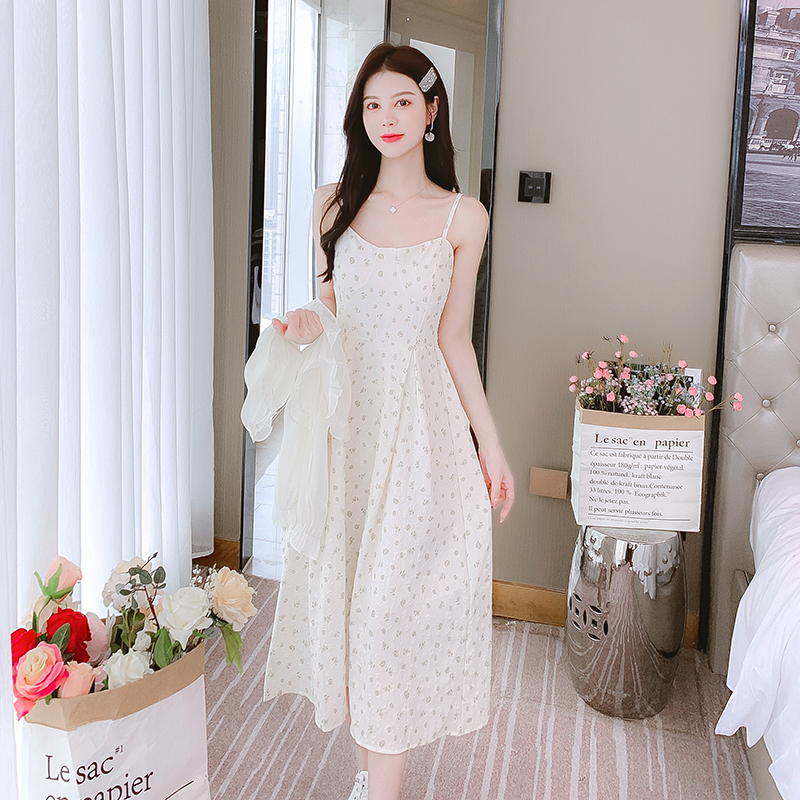 Chiffon strap dress show young dress for women