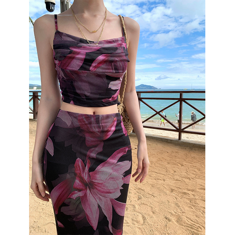 Sling sandy beach skirt vacation short skirt a set