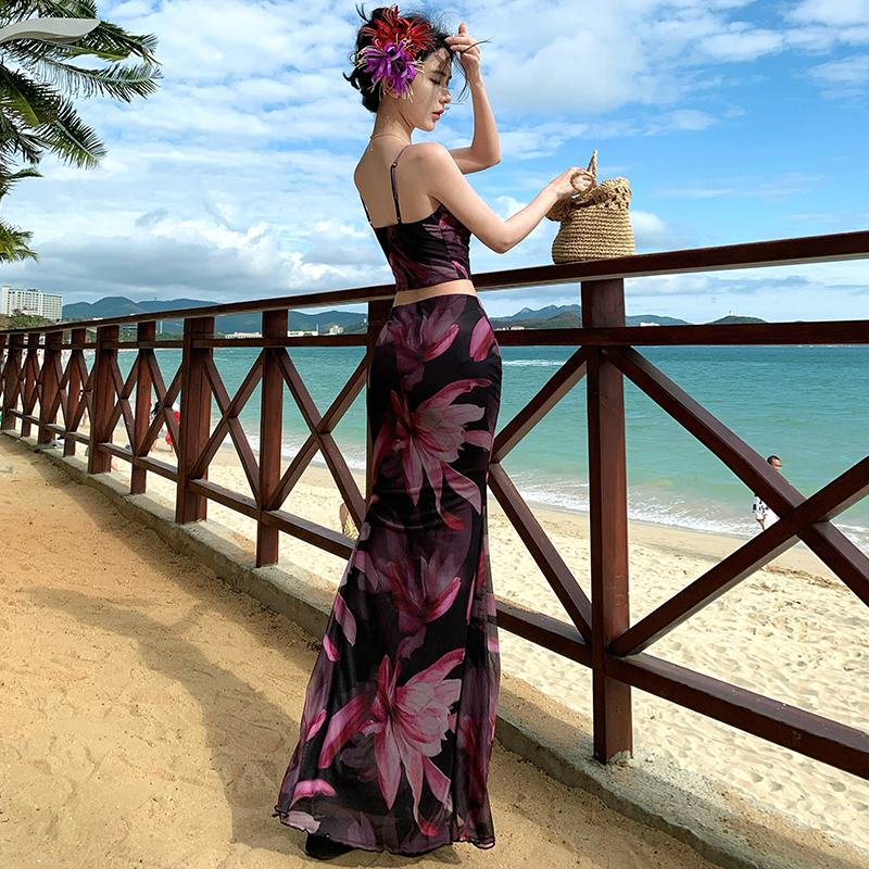 Sling sandy beach skirt vacation short skirt a set