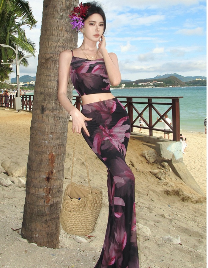 Sling sandy beach skirt vacation short skirt a set