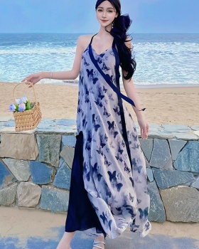 Sling seaside beach dress France style lazy dress