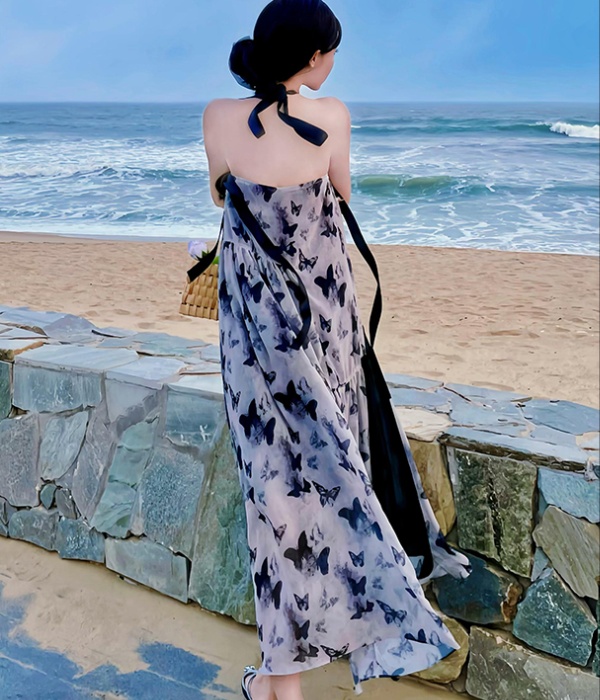 Sling seaside beach dress France style lazy dress