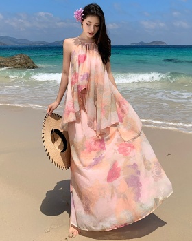 Tender lazy sling vacation long dress a set for women