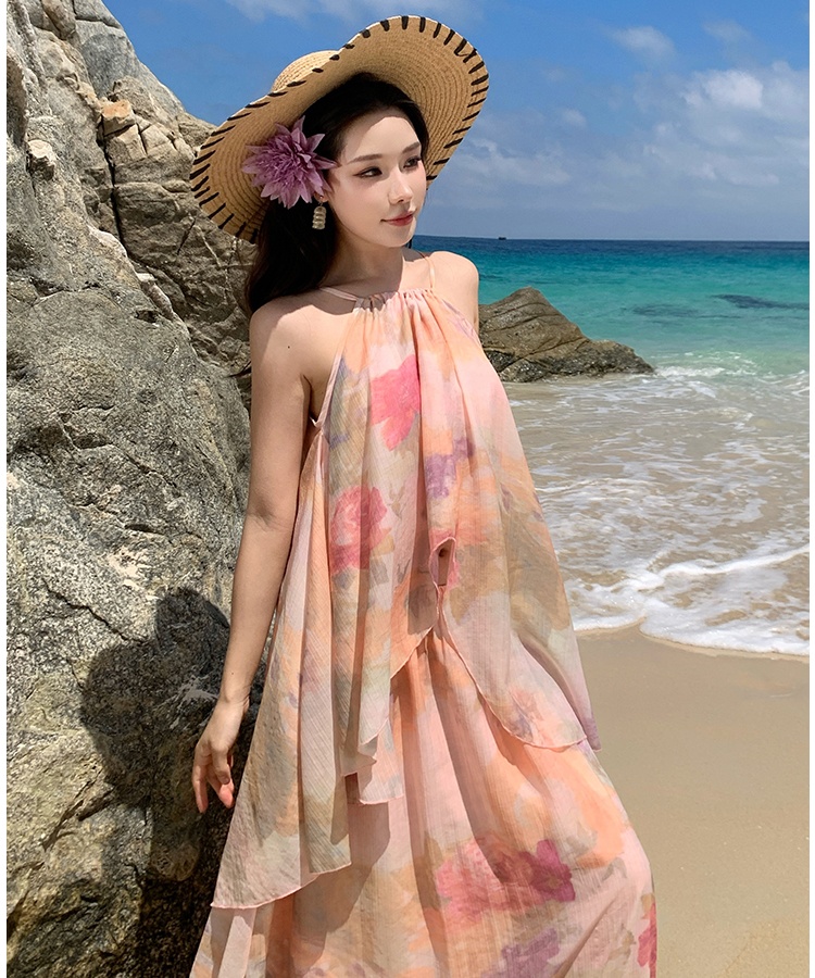 Tender lazy sling vacation long dress a set for women