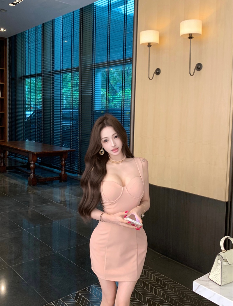 Sling V-neck ladies slim sexy dress