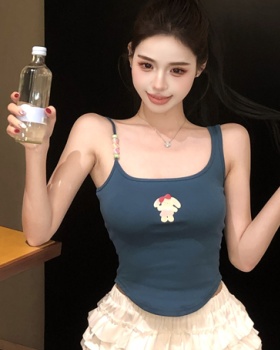 Orange short summer sling cartoon beads vest for women