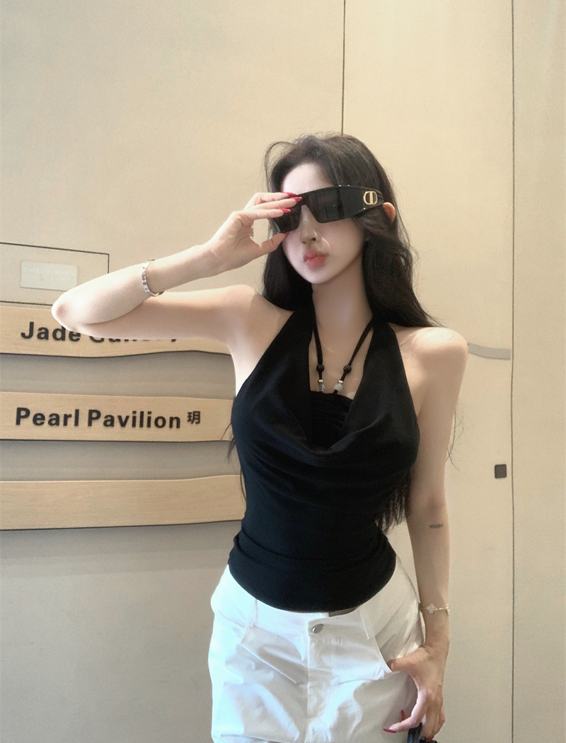 Halter beads vest sling wrapped chest tops for women