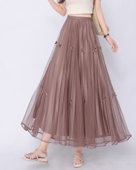 Gauze bow skirt lady all-match long skirt for women