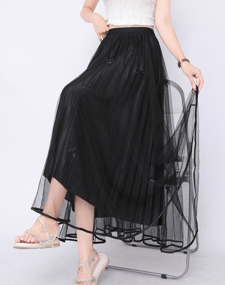 Gauze bow skirt lady all-match long skirt for women