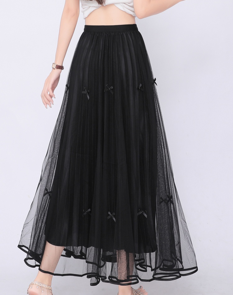 Gauze bow skirt lady all-match long skirt for women