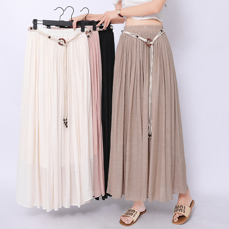 A-line cotton linen skirt big skirt long skirt for women