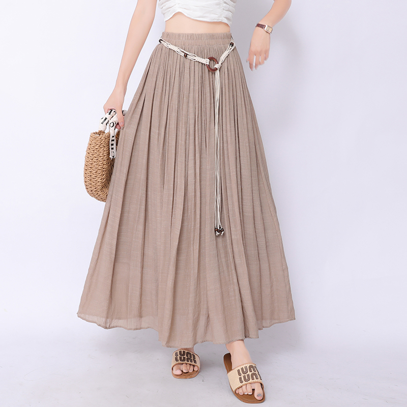 A-line cotton linen skirt big skirt long skirt for women