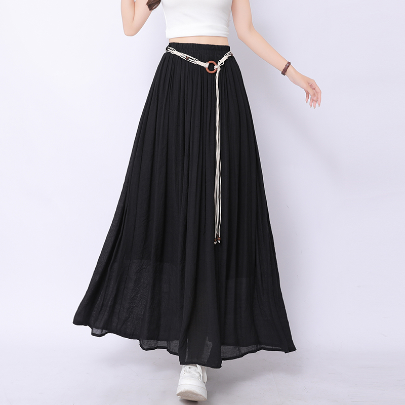 A-line cotton linen skirt big skirt long skirt for women