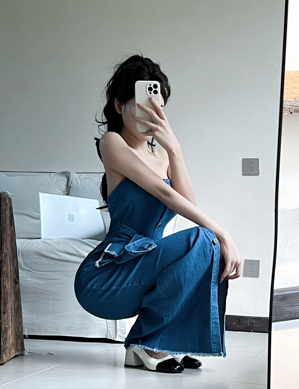 Bandage pinched waist long dress slim France style dress