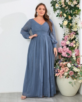 V-neck big skirt European style evening dress for women