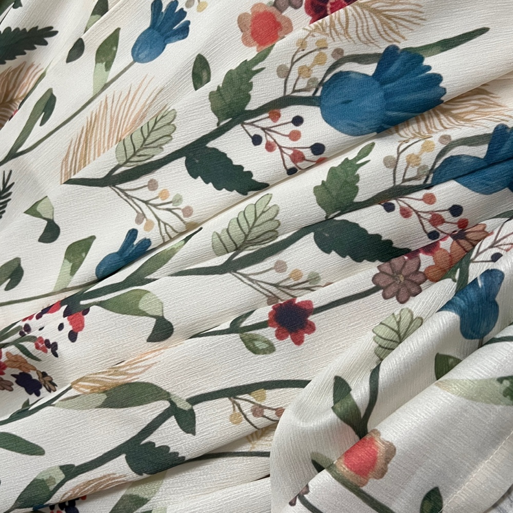 Cotton linen printing cheongsam summer dress for women