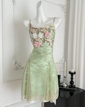 Chiffon summer flower T-back sling vacation dress for women