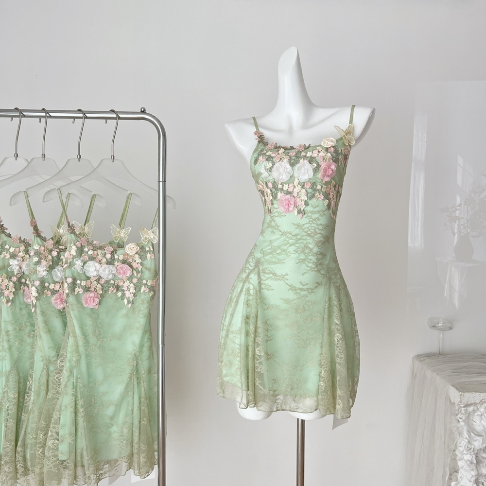 Chiffon summer flower T-back sling vacation dress for women