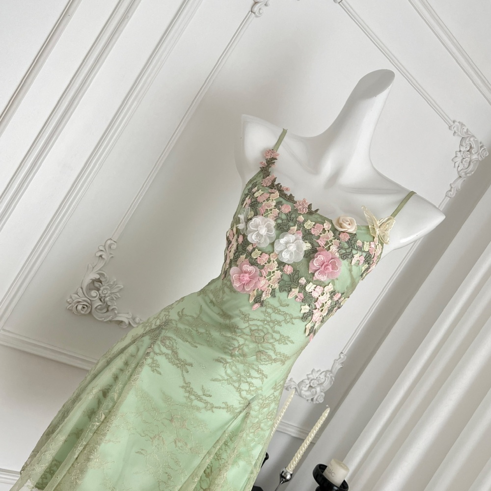 Chiffon summer flower T-back sling vacation dress for women