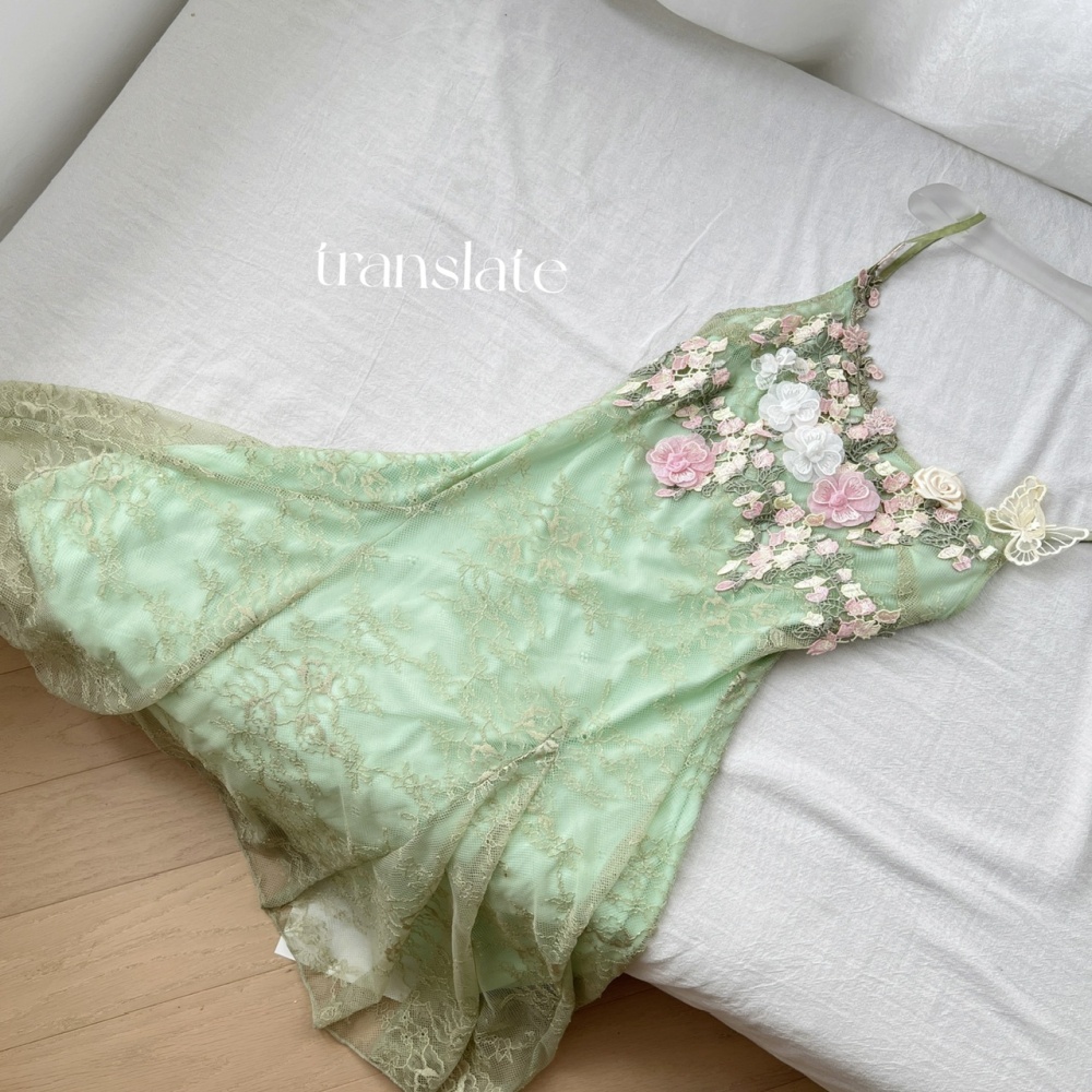 Chiffon summer flower T-back sling vacation dress for women