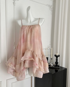 Blooming sling tops flowers stereoscopic dress